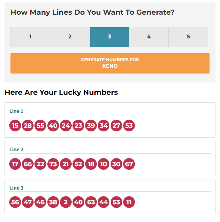 Keno Number Generator