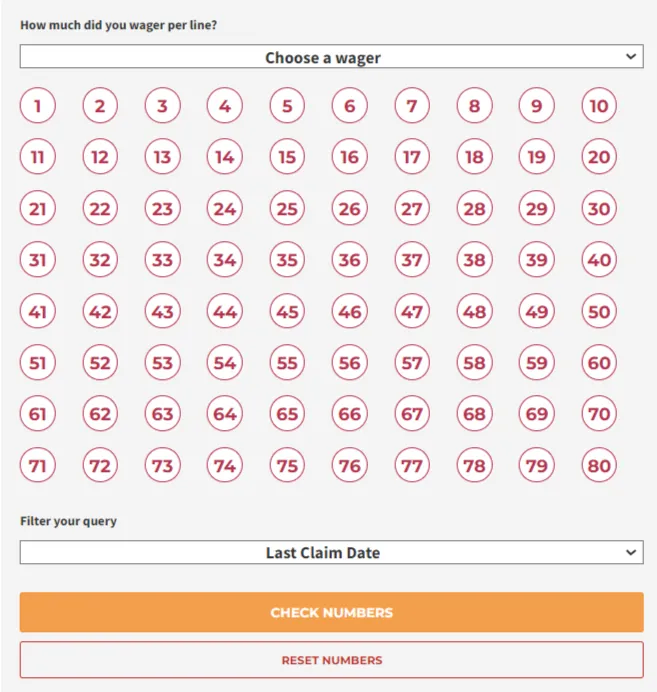 Keno Number Checker